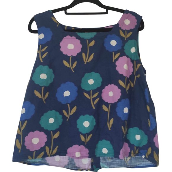 Princess Highway Tops - Princess Highway Blue Floral Square Neck Button-Back Blouse